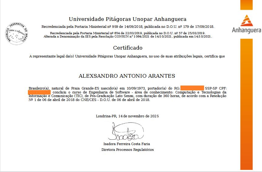 Pos graduacao engenharia de software