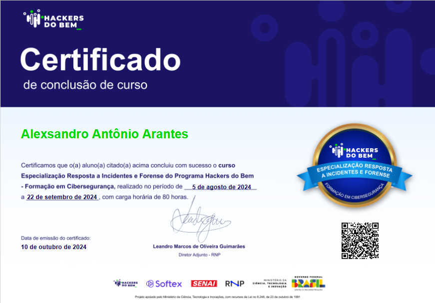 Certificação de Especialização Hackers do Bem